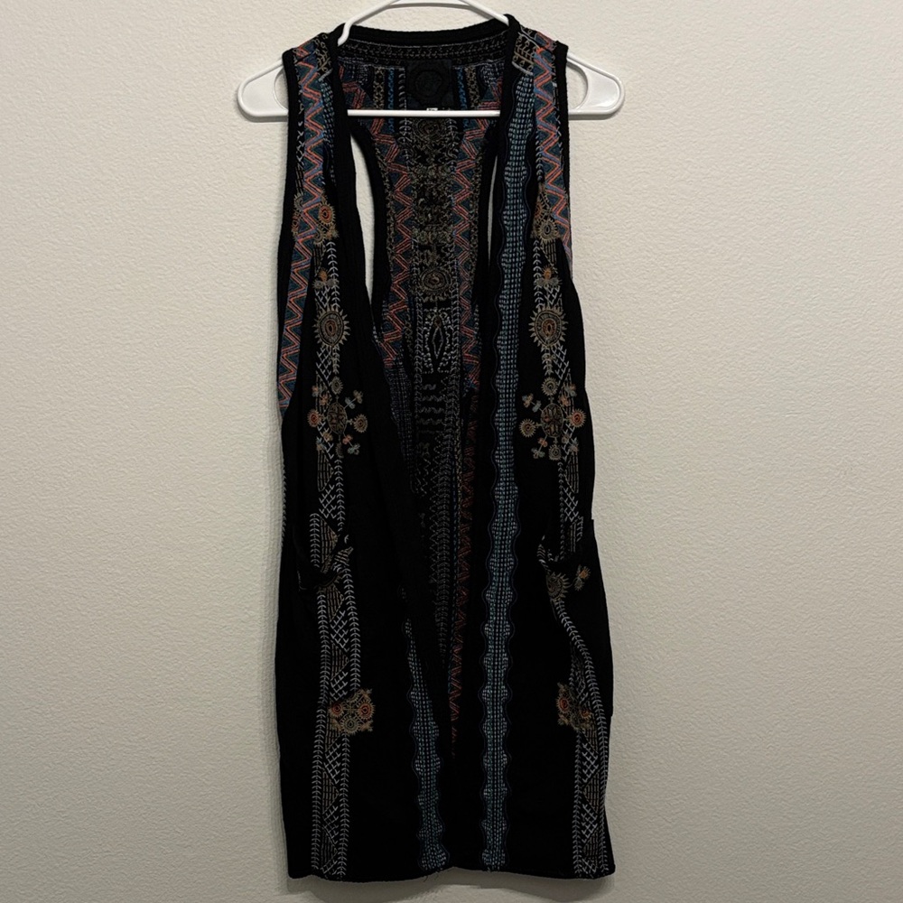 Biya by Johnny Was Heavily Embroidered Women's Boho long lined Vest